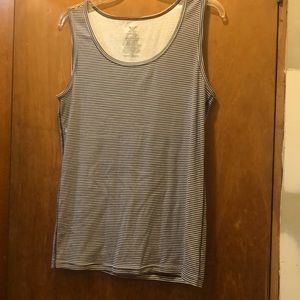 Plus size navy & white striped tank